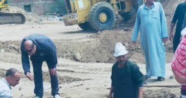 كانوا بيحفروا لبناء نادى.. تفاصيل العثور على تمثال أثرى ضخم فى الشرقية صور