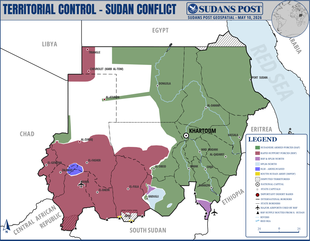 Territorial control map Sudan Conflict as of May 10 2026 Territorial control map Sudan Conflict as of May 10 2026
