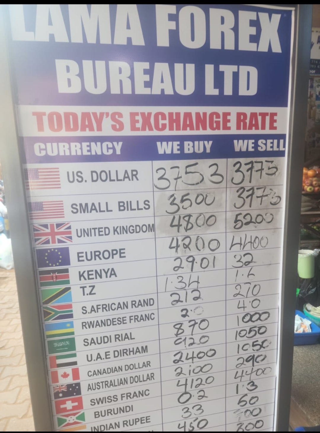 أسعار العُملات الأجنبية مقابل الشلن الأوغندي ليوم الأربعاء أسعار العُملات الأجنبية مقابل الشلن الأوغندي ليوم الأربعاء